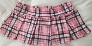 Pink plaid micro mini skirt